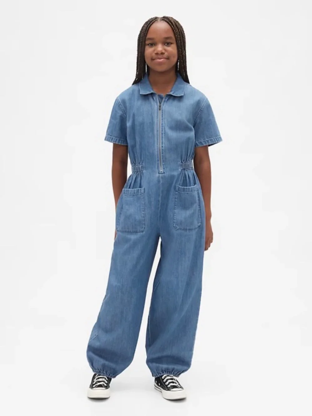 Girls Denim Jogger Jumpsuit - Gap Sz Medium